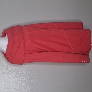 Soft Surroundings Women's Cowl Neck Seam Detail Tunic Top Coral Long Sleeve L